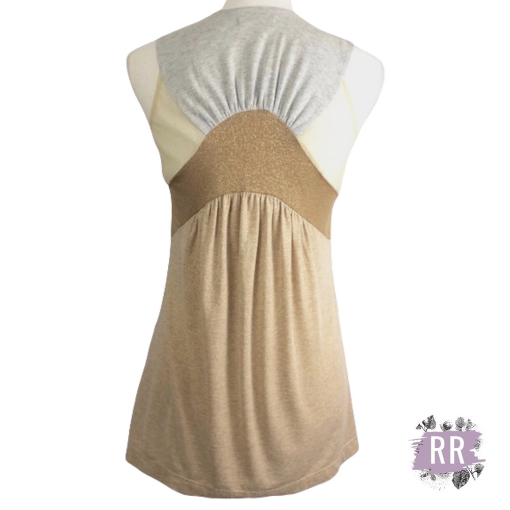 ROXANNE HEPTNER Gold Metallic Cutout Top